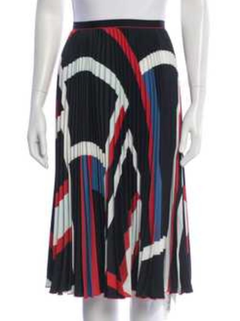 Misha Nonoo Saturday Midi Skirt Flowy High Waist Corporate Pleated Striped 70s